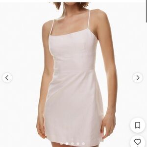 Aritzia Sunday Best Womens M Quaint Linen & Organic Cotton Mini Dress Light Pink